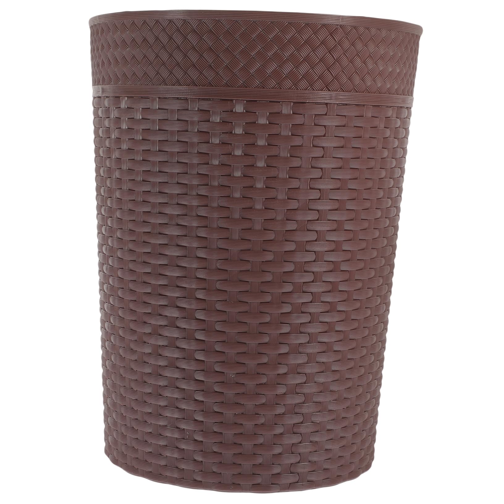 HOOTNEE Rattan-Like Trash Can Plastic Trash Bin Household Garbage Can Plastic Rubbish Can Garbage Container Simple Bathroom Trash Can Kitchen Trash Can Plastic Waste Bucket Home Trash Can