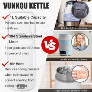 VUNKQU Portable Travel Electric Kettle, 1L/35oz Electric Kettle with Temperature Control and LCD Display, Hot Water Kettle Electric for Boiling Water Automatic Heat Preservation & Boil Dry Protection