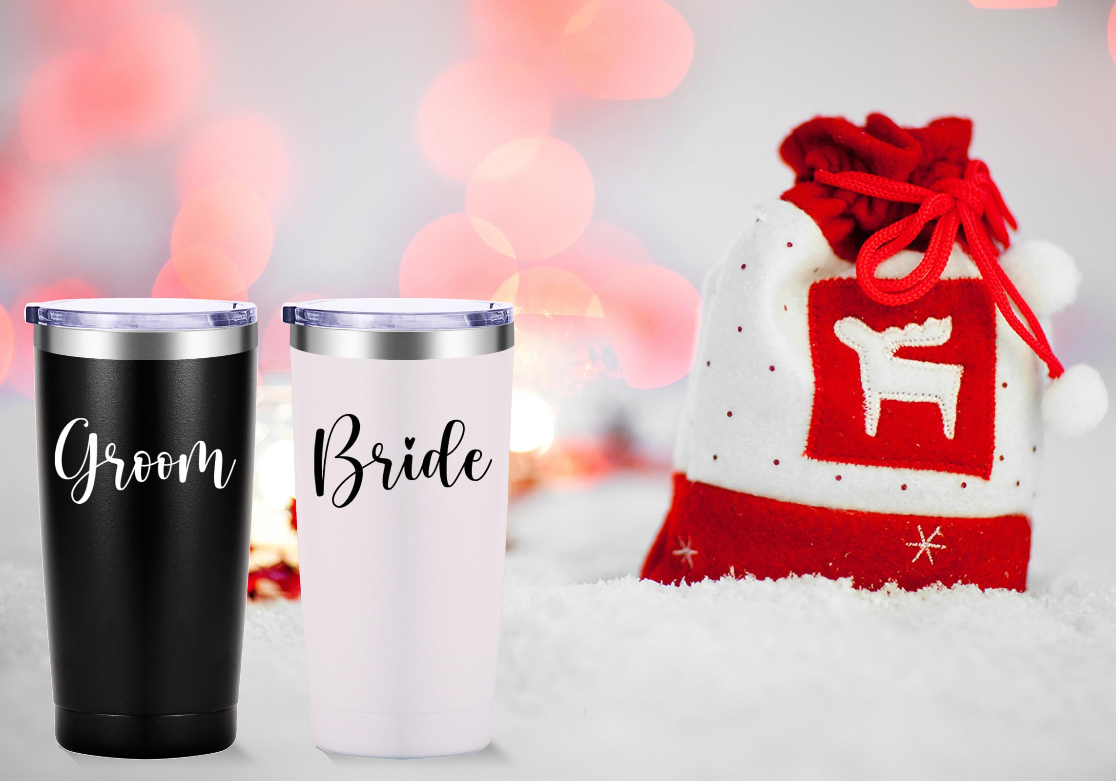 AMZUShome Groom & Bride Tumbler.Newlyweds Gifts.Engagament Wedding Couple Gifts.Mr and Mrs Gifts. Bridal Shower Gifts.Bride Groom Honeymoon Gifts.(20oz Black & White)