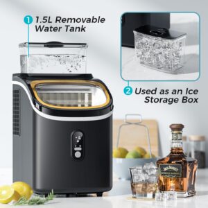 Kismile Ice Maker Countertop, Portable Ice Cube Maker Machine with 1.5L Detachable Water Tank, 33Lbs/Day, 16Pcs/5-18Mins, 24H Timer, Self-Cleaning Ice Maker, Ice Machine Maker for Home,Office,Party