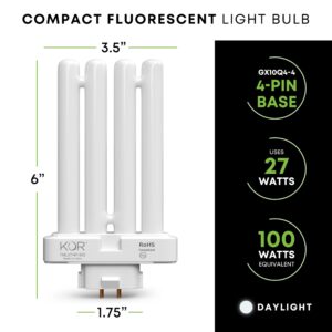 KOR Pack of 2 - FML27-65K Light Bulbs 27 Watt 4 Pin FML Lamp Replacement Bulb 6500K Natural Spectrum Daylight CFL 27W Plugin GX10Q-4 Base