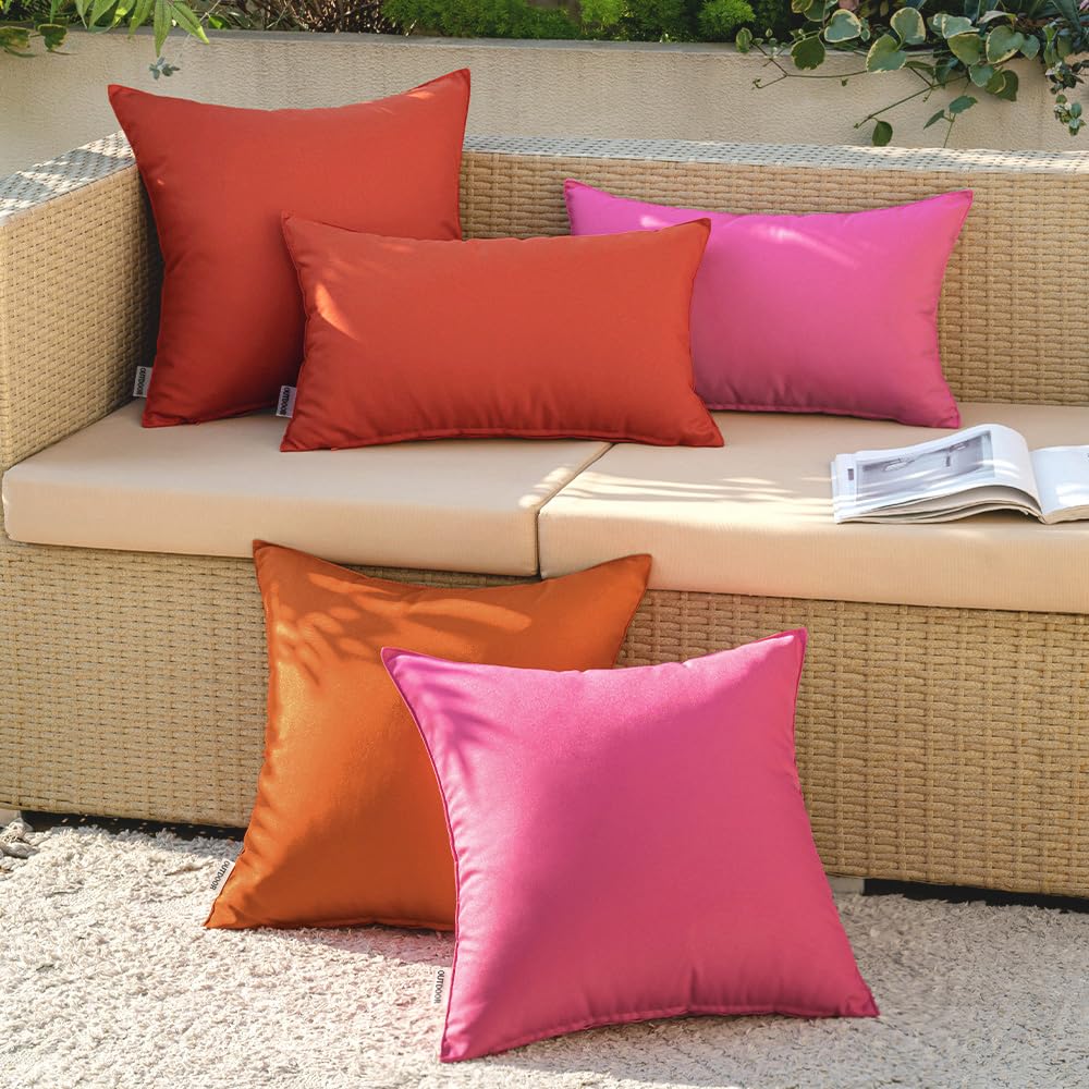 MIULEE Pack of 2 Decorative Outdoor Waterproof Pillow Covers Square Garden Cushion Sham Throw Pillowcase Shell for Fall Patio Tent Couch 18x18 Inch Burnt Brick