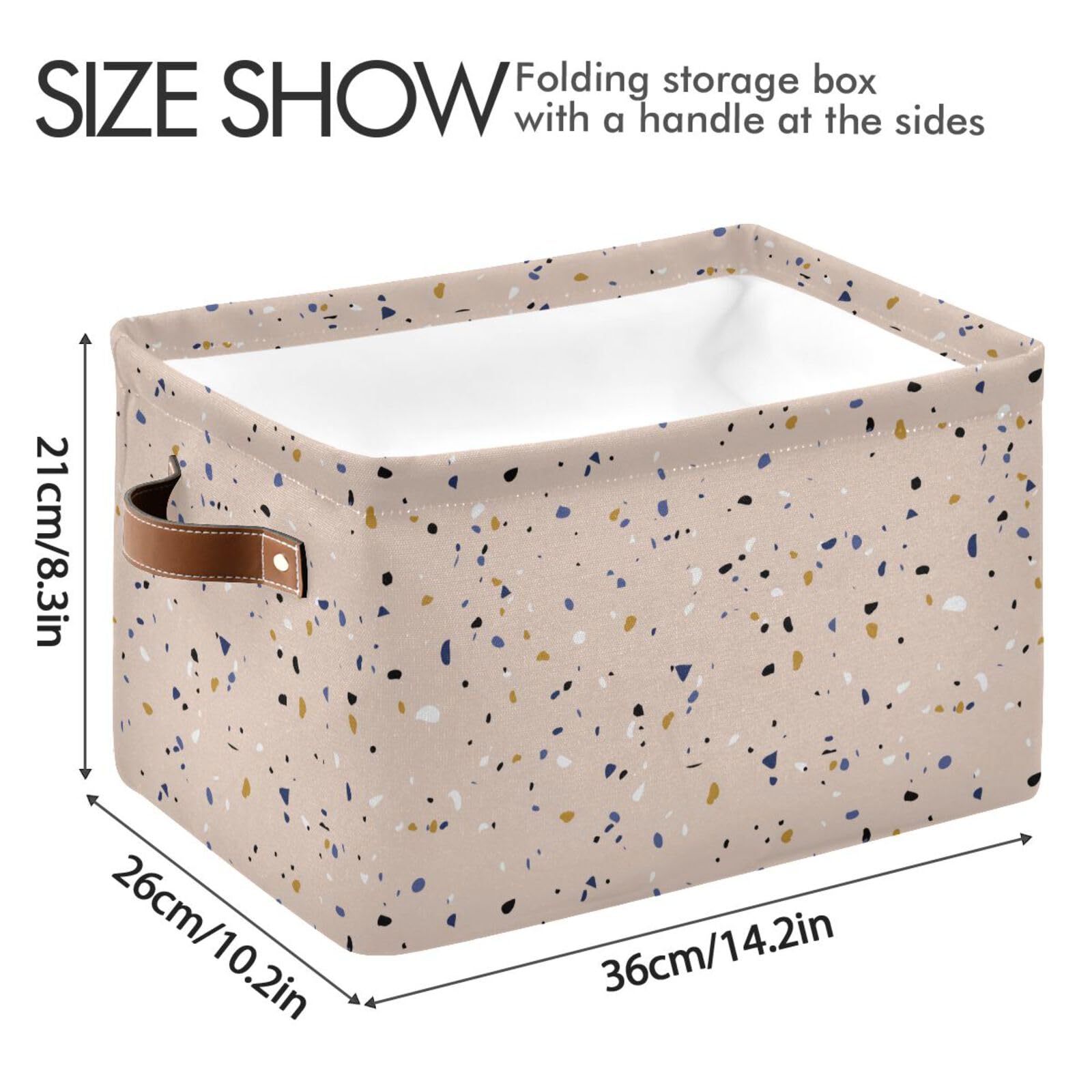 YETTASBIN Terrazzo Storage Basket 2pc, Large Collapsible Toys Clothes Organizer, Long-Lasting Canvas Storage Bin with Handle for Shelves Closet Laundry Home Office Decor