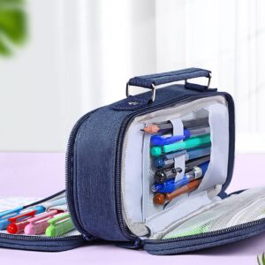 WYCY Pencil Case Canvas Pencil Pouch Big Capacity Organizer with Compartmens Multifunctional Pencil Box with Zipper (Black)