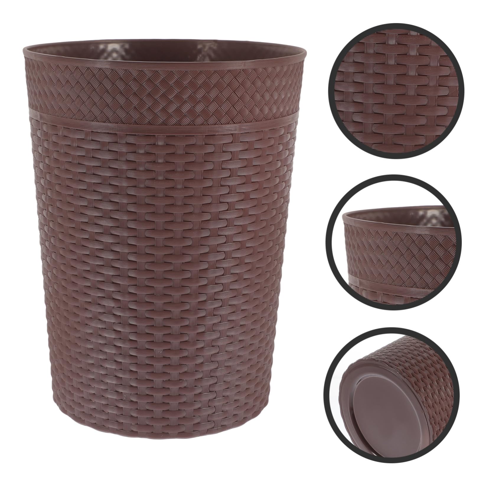 HOOTNEE Rattan-Like Trash Can Plastic Trash Bin Household Garbage Can Plastic Rubbish Can Garbage Container Simple Bathroom Trash Can Kitchen Trash Can Plastic Waste Bucket Home Trash Can