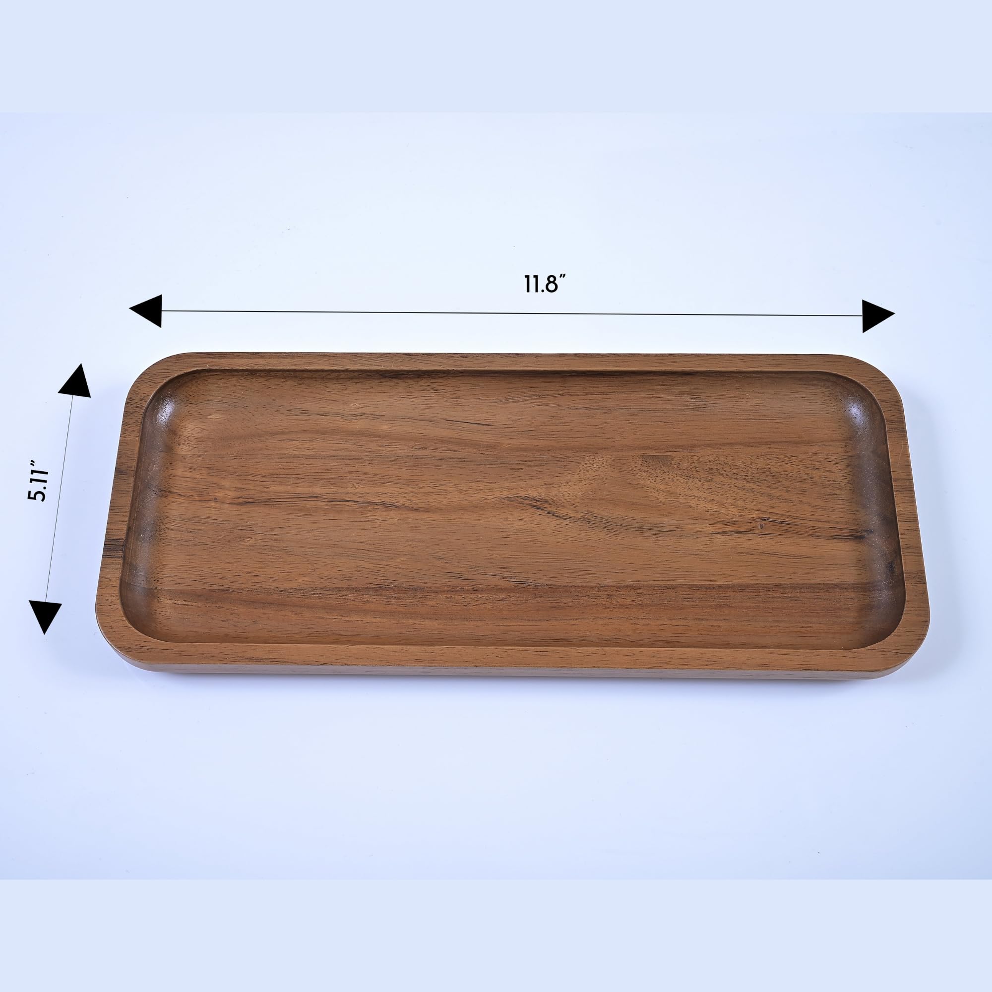 Acacia Wooden Tray Pack of 3 - Wood Serving Tray, Rectangle Cheese Tray - Charcuterie Boards, Wooden Trays for Decor, Vegetables, Fruit, Appetizer Tray (11.8 x 5.11 inches)