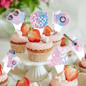 24 Pcs Popular Happy Birthday Era's Party Decorations Cupcake Toppers, Super Star Birthday Party Cake Decorations for Fans Celebration Party, Guitar Themed Party Supplies for Girls Night