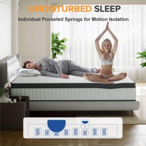 TXO Twin Mattress, 8 Inch Medium Firm Hybrid Mattress with Pocketed Spring and Bamboo Charcoal Gel Memory Foam, Anti-Pilling Cover, Motion Isolation, Cool and Dry Sleep, Twin Size Mattress in a Box