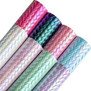 8 Pcs/Set Rainbow Embossed Texture Faux Leather Sheets 8.3x11.8 Inch Synthetic PU Leather for Wallets Keychains DIY Handicrafts