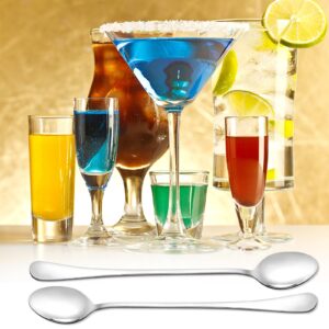 2 PCS Ice Tea Spoons Long Stainless Steel Drink Mixing Spoons Silver Coffee Spoons Long Handle Ice Cream Spoon Cocktail Mixing Spoons for Coffee Dessert Shakes