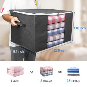 96L 8 Pack Large Storage Bags,Storage Bins With Lids And Handle,Clothes Storage Bins Foldable Closet Organizers Storage Containers For Clothing, Blanket, Comforters, Bed Sheets, Pillows and Toys