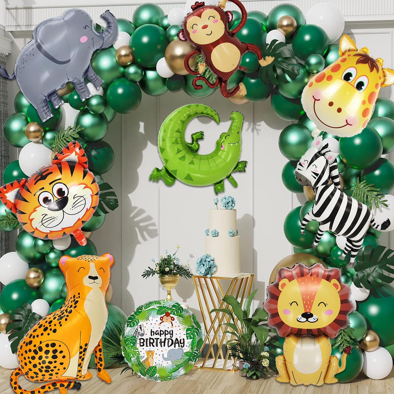 40 PCS Safari Jungle Animal Balloons Wild One Birthday Decorations Various Jungle Animal Balloons Monkey Elephant Zebra Leopard for Kids Safari Baby Shower Decorations