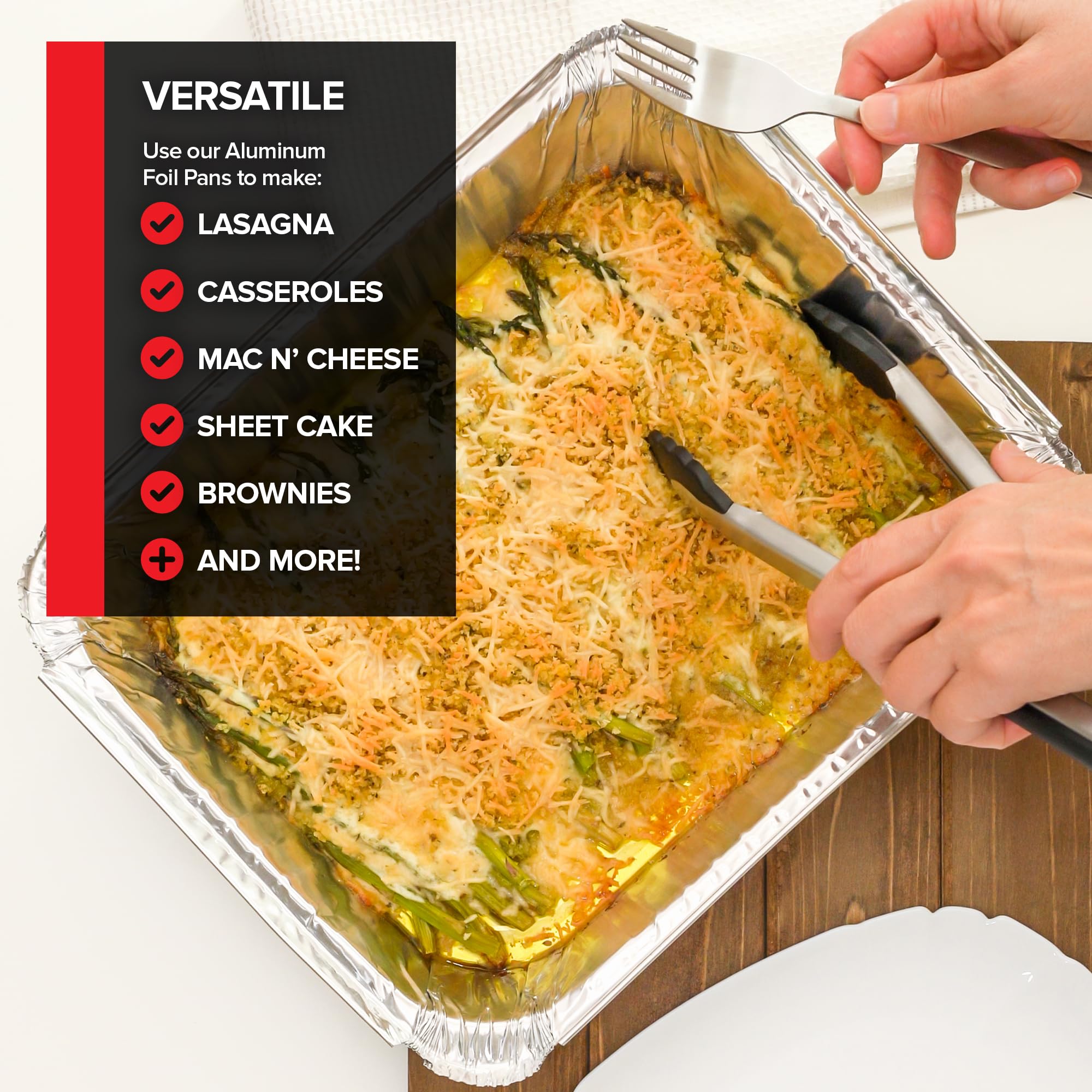 Disposable Foil Pans with Lids (Set of 20) Heavy Duty Aluminum Pans with Lids 9x13 (x10), 8x8 (x10) Baking Tins with Covers for Cooking, Heating, Storing, Food Prep, Holiday Dinner Meals