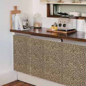 JiffDiff Leopard Print Peel and Stick Wallpaper, Waterproof Removable Self Adhesive Textured Wall Paper, Yellow Unique Funky Cheetah Contact Paper for Bedroom and Bathroom 240"X17.3"(28.8 sq. ft)