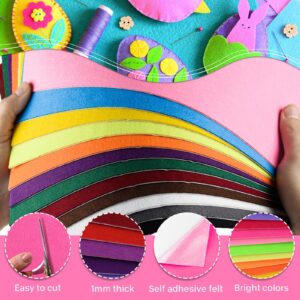 Morcheiong 24 Pcs Self Adhesive Felt Sheet Soft Felt Sheets with Adhesive Backing for Art Project and Sewing DIY Craft(11.8"x7.9"/30x20cm)- 24 Colors