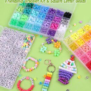 Wutubug 3000Pcs 56 Colors Pony Beads for Bracelet Making Kit, Rainbow Kandi Beads Friendship Bracelet Kit with 910pcs A-Z Letter Beads, DIY Jewelry Making Beads Craft for Adults