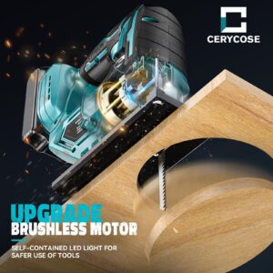 Jig Saw for Makita 18V Battery, Cordless Jigsaw Tool Brushless Motor, Variable Speed, Bevel Angle (0°-45°), LED Light with 3 Position Orbital Setting for Straight/Curve/Circle/Cutts (No Battery)