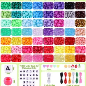 Wutubug 3000Pcs 56 Colors Pony Beads for Bracelet Making Kit, Rainbow Kandi Beads Friendship Bracelet Kit with 910pcs A-Z Letter Beads, DIY Jewelry Making Beads Craft for Adults