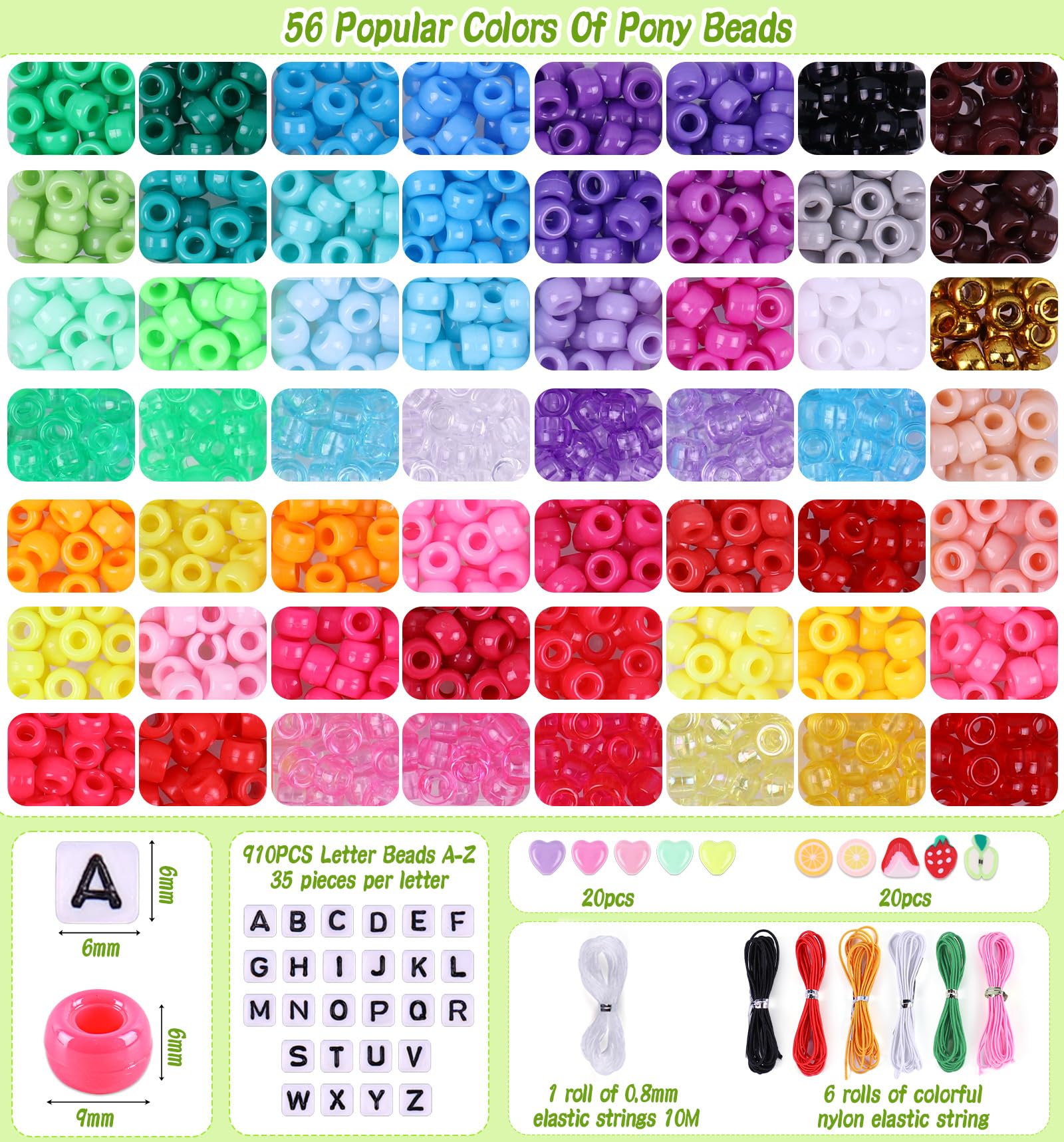 Wutubug 3000Pcs 56 Colors Pony Beads for Bracelet Making Kit, Rainbow Kandi Beads Friendship Bracelet Kit with 910pcs A-Z Letter Beads, DIY Jewelry Making Beads Craft for Adults