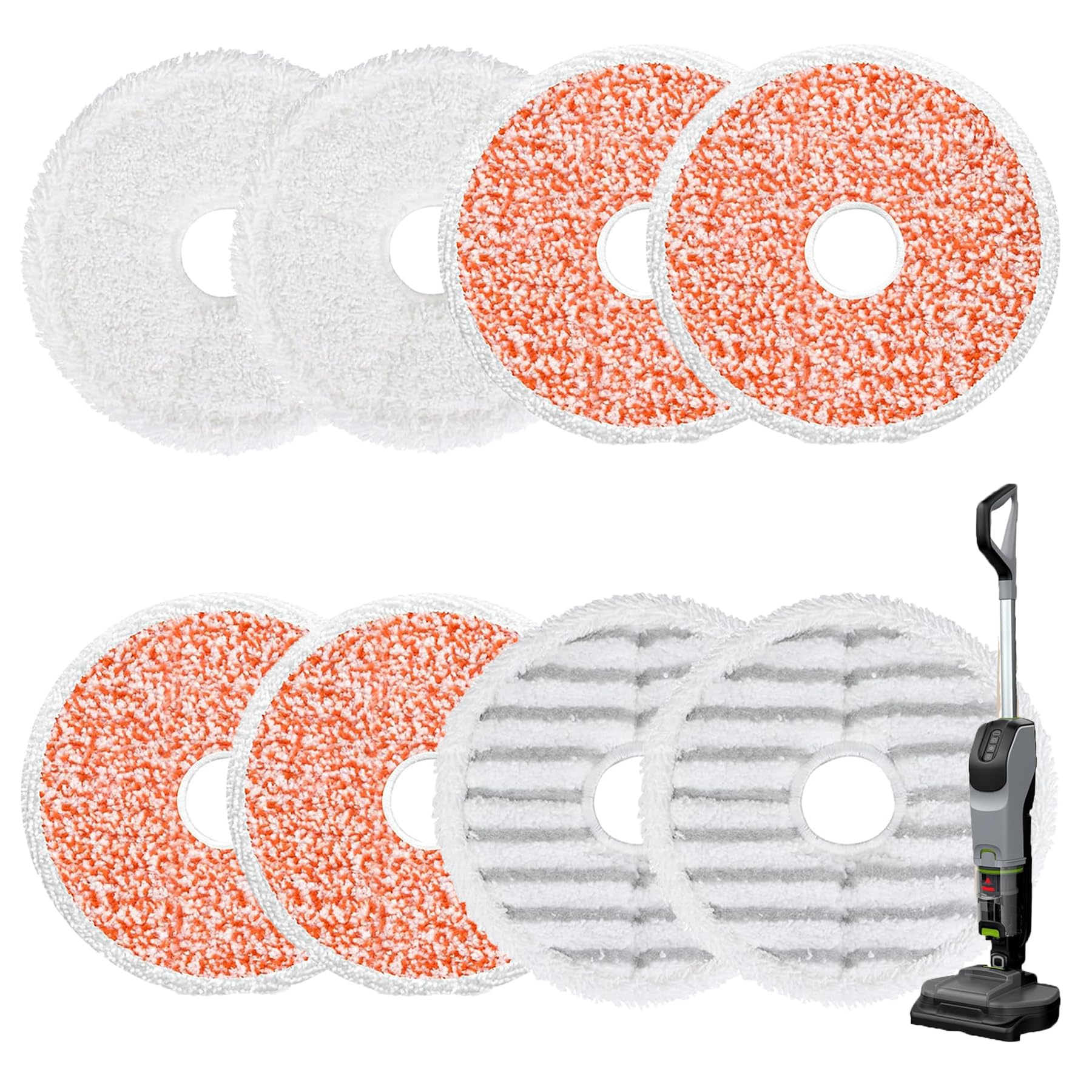 37643 Replacement Mop Pads Compatible with Bissell SpinWave + Vac All-in-One Powered Spin 3764 and 37643,Washable and Reusable 8-Pack