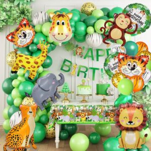 40 PCS Safari Jungle Animal Balloons Wild One Birthday Decorations Various Jungle Animal Balloons Monkey Elephant Zebra Leopard for Kids Safari Baby Shower Decorations