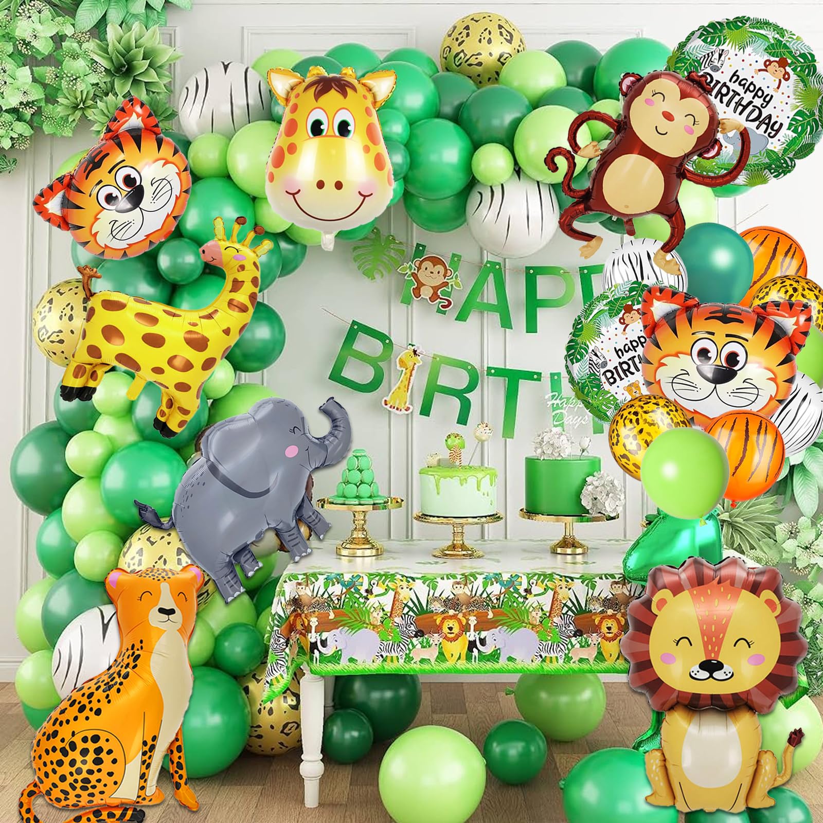 40 PCS Safari Jungle Animal Balloons Wild One Birthday Decorations Various Jungle Animal Balloons Monkey Elephant Zebra Leopard for Kids Safari Baby Shower Decorations