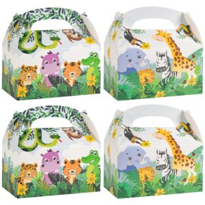 djinnglory 36 pack safari woodland animals treat boxes gable boxes party favor gift boxes for baby shower, birthday party supplies decoration, small business 6.18 x 3.58 x 3.38 inches