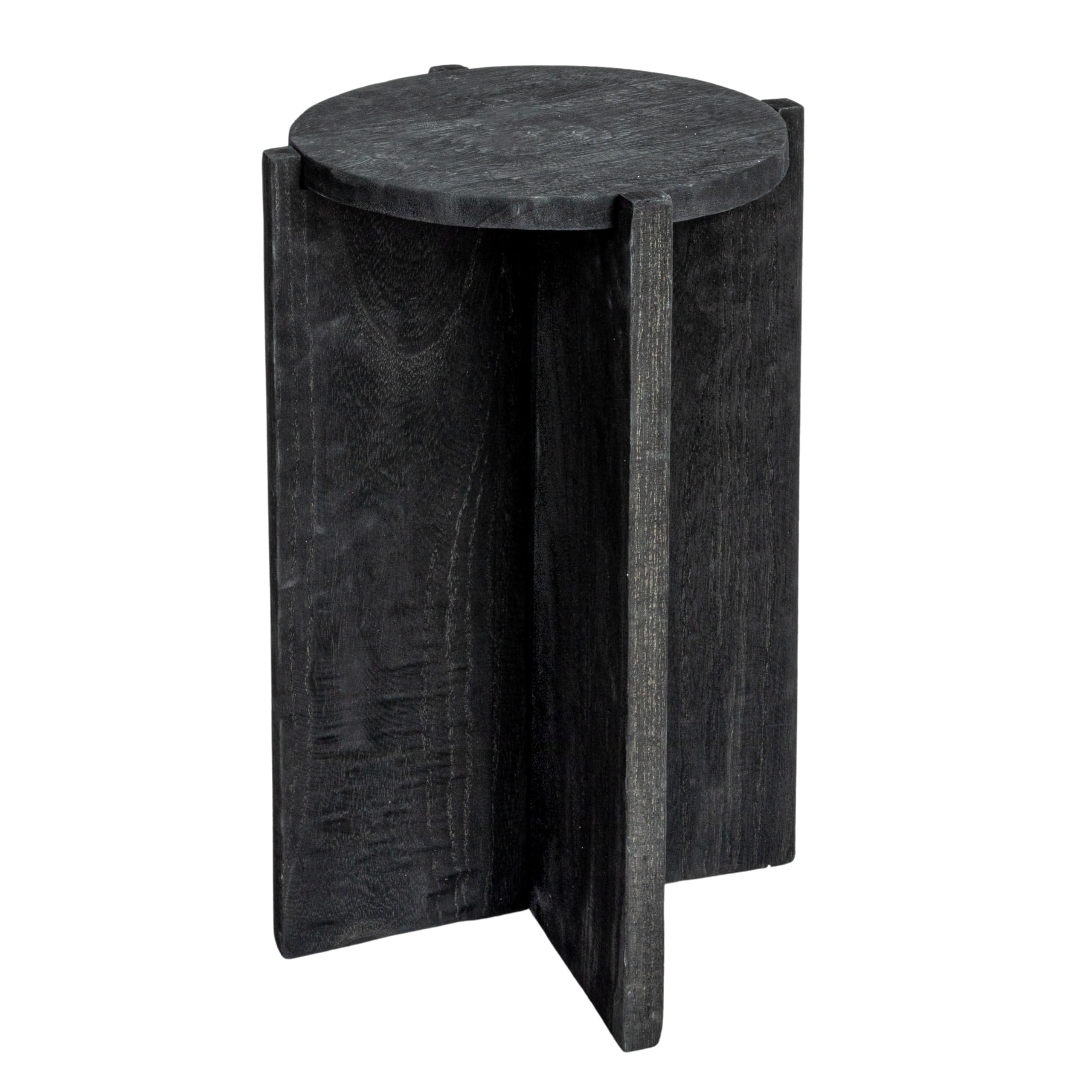 Creative Co-Op Paulownia Wood Round Accent Table, Large, Black