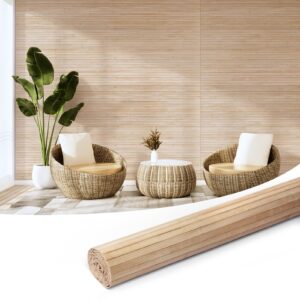 art3d natural bamboo wall panel for interior wall decor, renewable pole wrap wainscoting paneling for wall ceiling furniture cabinet office, 48 x 96 inch - carbonized