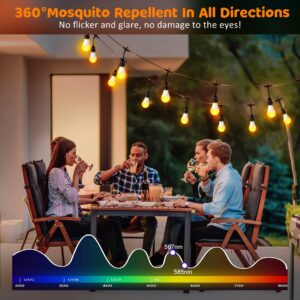 Qualirey Mosquito Repellent LED String Light for Outdoor, 7W Waterproof Mosquito Repellent Light Bulbs Outdoor Mosquito Repellent for Patio Backyard Deck(37.7 ft)