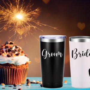 AMZUShome Groom & Bride Tumbler.Newlyweds Gifts.Engagament Wedding Couple Gifts.Mr and Mrs Gifts. Bridal Shower Gifts.Bride Groom Honeymoon Gifts.(20oz Black & White)