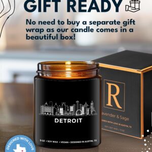 Detroit Candle, Detroit Skyline Gifts, City of Detroit Gifts for Men and Women, Detroit Gift Ideas, Moving Away & Home Sick Gift, Souvenirs, Birthday, Christmas, Gift-Ready