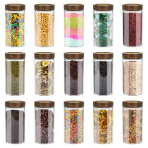 Venuekkuri Glass Coffee Grounds Container with Shelf, 2 × 45 oz Glass Coffee Canisters with Airtight Thread Lid, Glass Storage Jars with Stainless Steel Spoon for Coffee Bean, Sugar,Nut