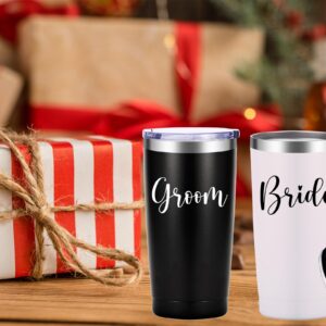 AMZUShome Groom & Bride Tumbler.Newlyweds Gifts.Engagament Wedding Couple Gifts.Mr and Mrs Gifts. Bridal Shower Gifts.Bride Groom Honeymoon Gifts.(20oz Black & White)