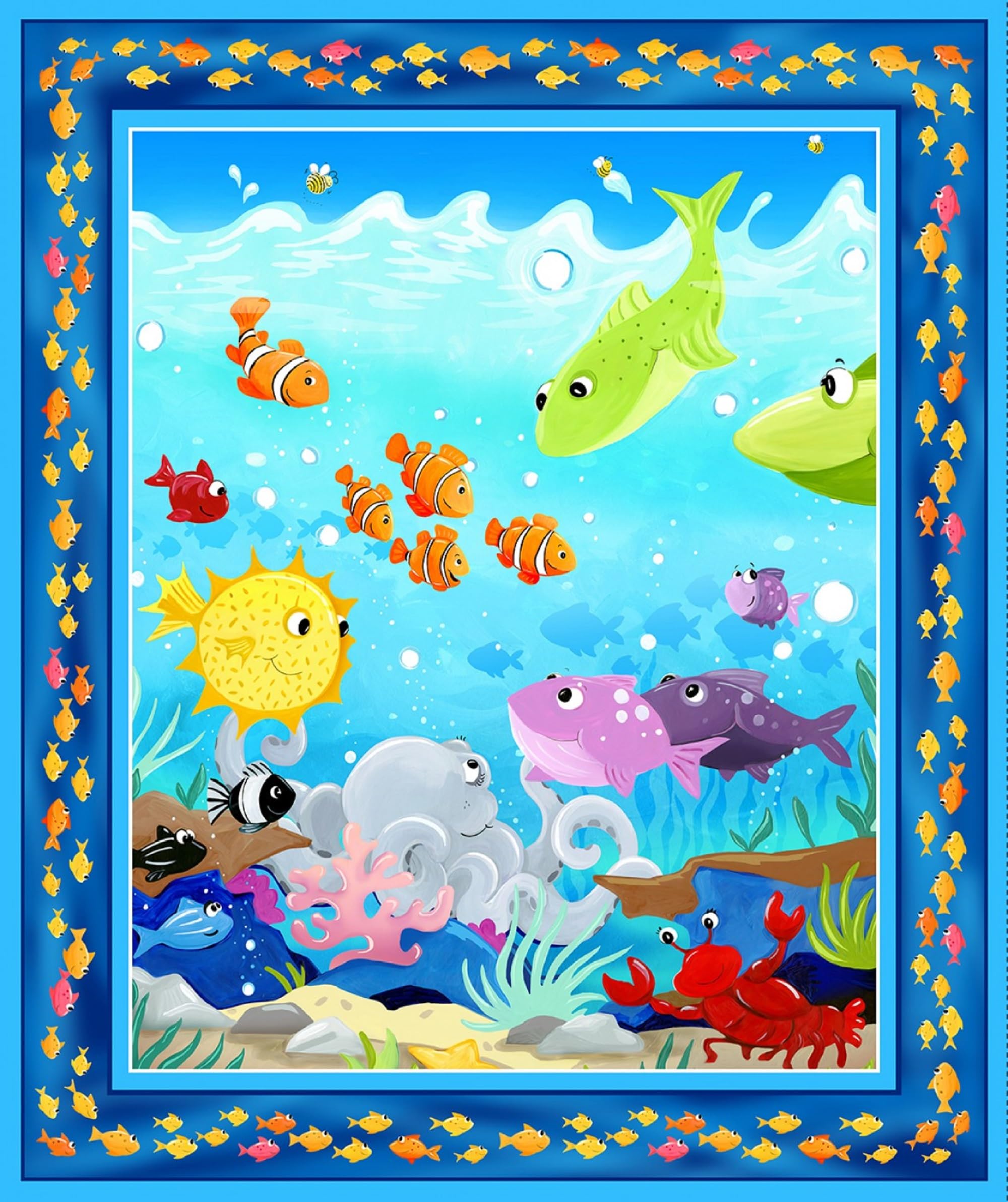 Generic Susybee Multi Under The Sea Digital 36in Fabric Panel