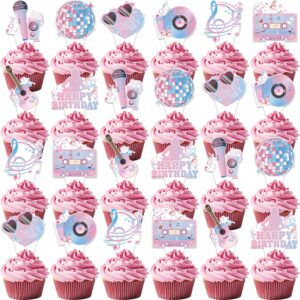 24 Pcs Popular Happy Birthday Era's Party Decorations Cupcake Toppers, Super Star Birthday Party Cake Decorations for Fans Celebration Party, Guitar Themed Party Supplies for Girls Night