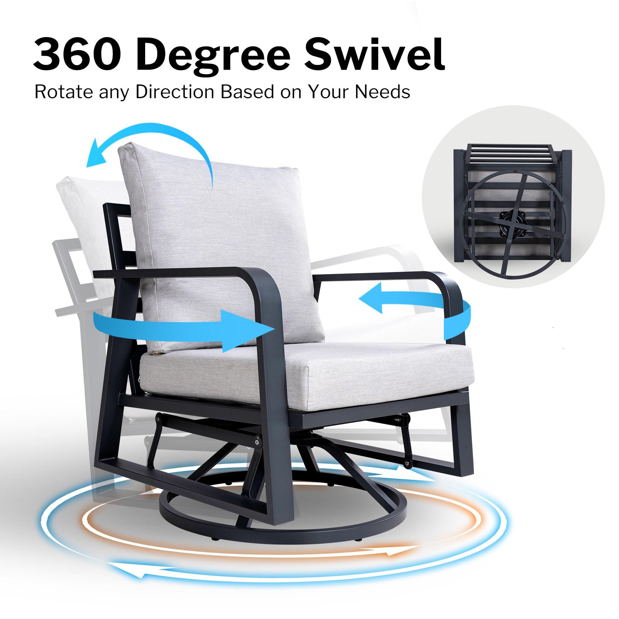 SUGOLD Aluminum Outdoor Patio Furniture Set 8 Pieces with Swivel Rocking Chairs