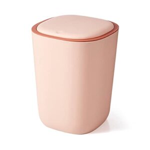 excbioz trash can,plastic trash can with lid press waste paper bin dustproof multifunction for home kicthen bathroom living room garbage organizer, 9.13x7.87x11.81in, pink