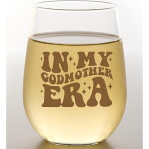 In My Godmother Era Wine Glass - Godmother Proposal Gift - 15 Oz, Scratch Resistant Godparent Glass - Ideal Godmother Gift from Godchild or Godparents Proposal Gift - Printed in the USA