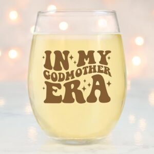 In My Godmother Era Wine Glass - Godmother Proposal Gift - 15 Oz, Scratch Resistant Godparent Glass - Ideal Godmother Gift from Godchild or Godparents Proposal Gift - Printed in the USA