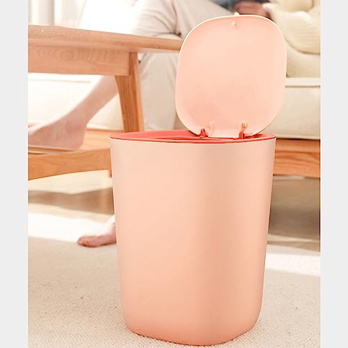 EXCBIOZ Trash Can,Plastic Trash Can with Lid Press Waste Paper Bin Dustproof Multifunction for Home Kicthen Bathroom Living Room Garbage Organizer, 9.13x7.87x11.81in, pink