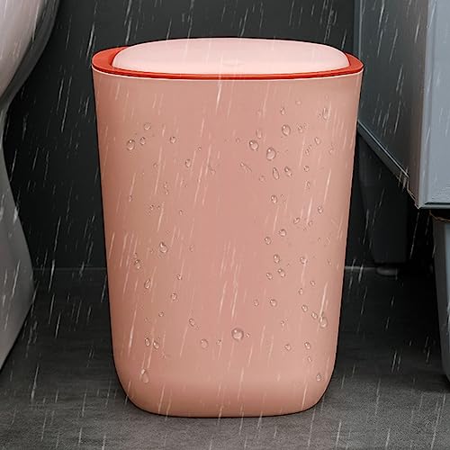 EXCBIOZ Trash Can,Plastic Trash Can with Lid Press Waste Paper Bin Dustproof Multifunction for Home Kicthen Bathroom Living Room Garbage Organizer, 9.13x7.87x11.81in, pink