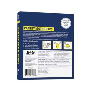 B&G Pantry Moth Traps with Pheromones Prime (2-Pack), Odorless Kitchen Moth Prevention, Indian Meal Moth Traps for House Pantry, How to Get Rid of Moths in House, Sticky Glue Food Moth Traps