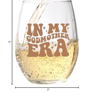 In My Godmother Era Wine Glass - Godmother Proposal Gift - 15 Oz, Scratch Resistant Godparent Glass - Ideal Godmother Gift from Godchild or Godparents Proposal Gift - Printed in the USA