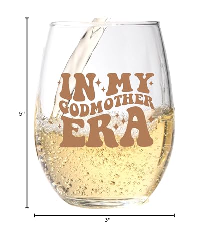 In My Godmother Era Wine Glass - Godmother Proposal Gift - 15 Oz, Scratch Resistant Godparent Glass - Ideal Godmother Gift from Godchild or Godparents Proposal Gift - Printed in the USA