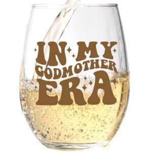 in my godmother era wine glass - godmother proposal gift - 15 oz, scratch resistant godparent glass - ideal godmother gift from godchild or godparents proposal gift - printed in the usa