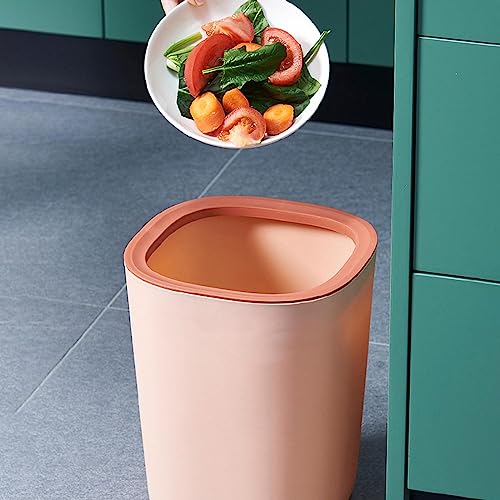 EXCBIOZ Trash Can,Plastic Trash Can with Lid Press Waste Paper Bin Dustproof Multifunction for Home Kicthen Bathroom Living Room Garbage Organizer, 9.13x7.87x11.81in, pink