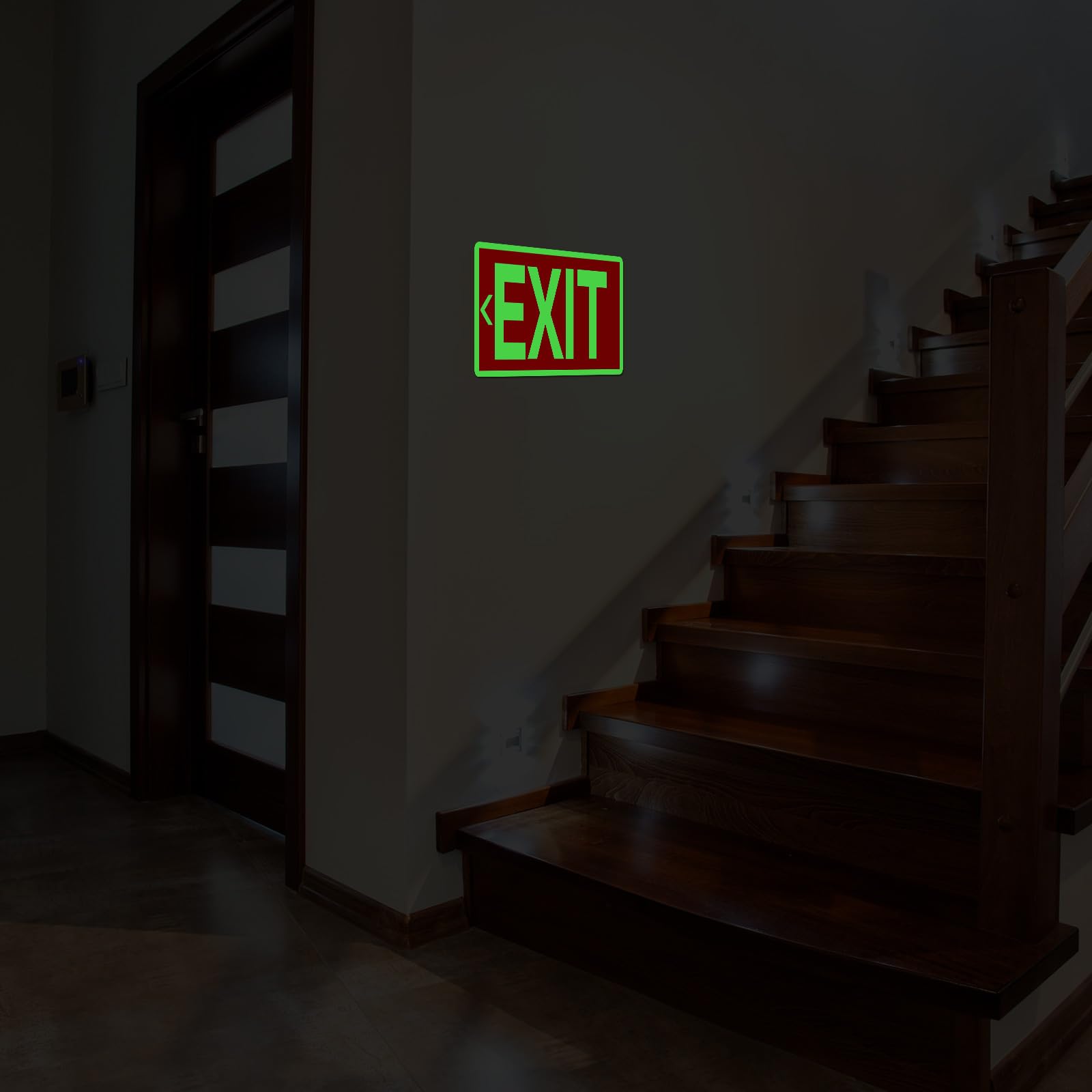 Gilprop 10 Pcs Exit Signs Glow in the Dark Exit Signs for Business 12 x 7 Inch Exit Photoluminescent Signs Stickers with Arrows for Indoor Outdoor for Business, Office, Warehouse