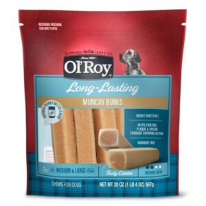 generic ol's roys long-lasting natural peanut butter flavor munchy bones chews for dogs, 7 count, 20 oz (3, peanut butter)