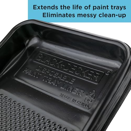 Black+Decker Paint Tray Liner - 10 Pack: Convenient Disposable Liners for Easy Cleanup - Compatible with Standard Paint Trays - Ideal for DIY Projects and Professional Painting Jobs